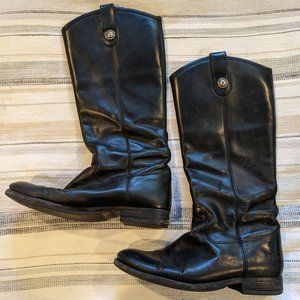Frye Melissa Button Tall Boot Black Leather 7.5